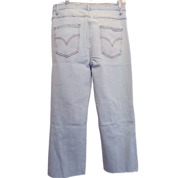 NWT Women Straight Ankle Jeans Casual Loose High Waist Denim Pants Lt Blue Large - Picture 2 of 12